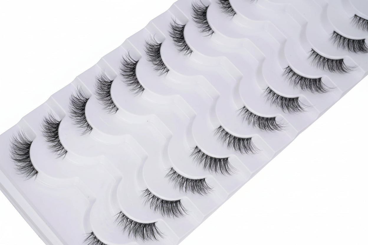 Fluffy 3D Cat-Eye Faux Mink Lashes Set – 10 Pairs