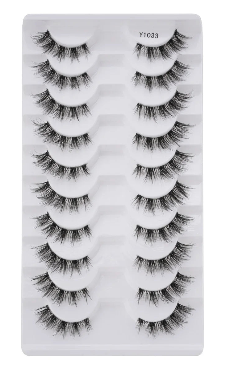 Fluffy 3D Cat-Eye Faux Mink Lashes Set – 10 Pairs