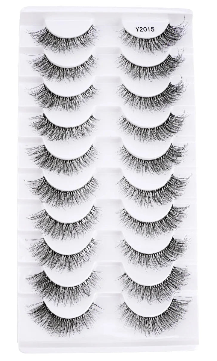 Fluffy 3D Cat-Eye Faux Mink Lashes Set – 10 Pairs