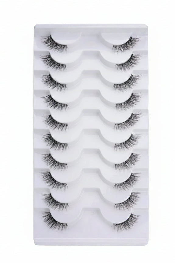 Fluffy 3D Cat-Eye Faux Mink Lashes Set – 10 Pairs